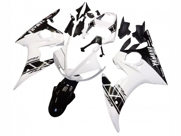 Preisgünstige Yamaha YZF R6 Motorrad Verkleidung 2003-2004 - Weiss Glanzendes Schwarz