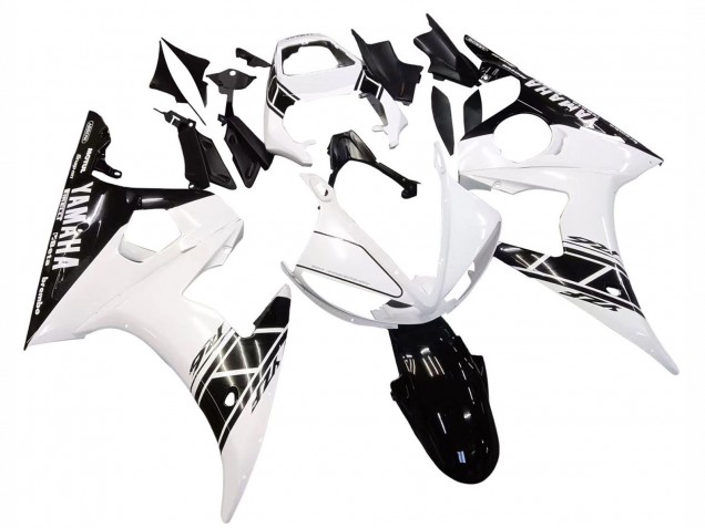 Preisgünstige Yamaha YZF R6 Motorrad Verkleidung 2003-2004 - Weiss Glanzendes Schwarz