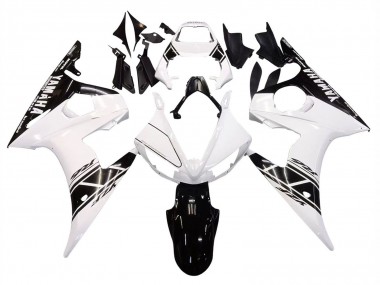 Preisgünstige Yamaha YZF R6 Motorrad Verkleidung 2003-2004 - Weiss Glanzendes Schwarz
