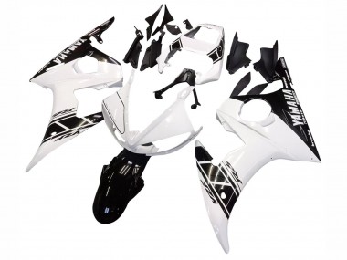 Preisgünstige Yamaha YZF R6S Motorrad Verkleidung 2006-2009 - Weiss Glanzendes Schwarz