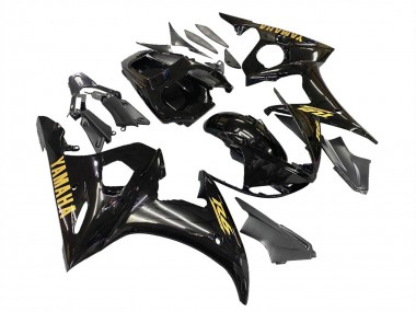Preisgünstige Yamaha YZF R6 Motorrad Verkleidung 2003-2004 - Glanzendes Schwarz Gold Aufkleber