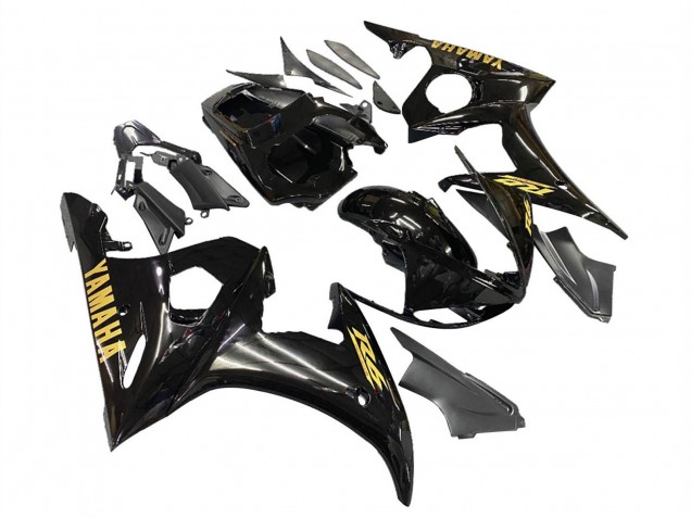 Preisgünstige Yamaha YZF R6 Motorrad Verkleidung 2003-2004 - Glanzendes Schwarz Gold Aufkleber