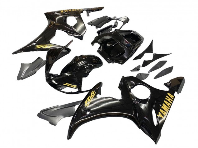 Preisgünstige Yamaha YZF R6 Motorrad Verkleidung 2003-2004 - Glanzendes Schwarz Gold Aufkleber