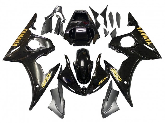 Preisgünstige Yamaha YZF R6 Motorrad Verkleidung 2003-2004 - Glanzendes Schwarz Gold Aufkleber