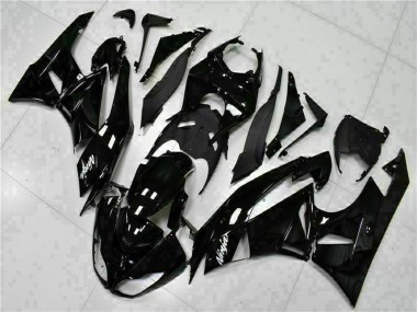 Preisgünstige Kawasaki ZX6R Motorrad Verkleidung 2009-2012 - Glanzendes Schwarz Weiss Ninja