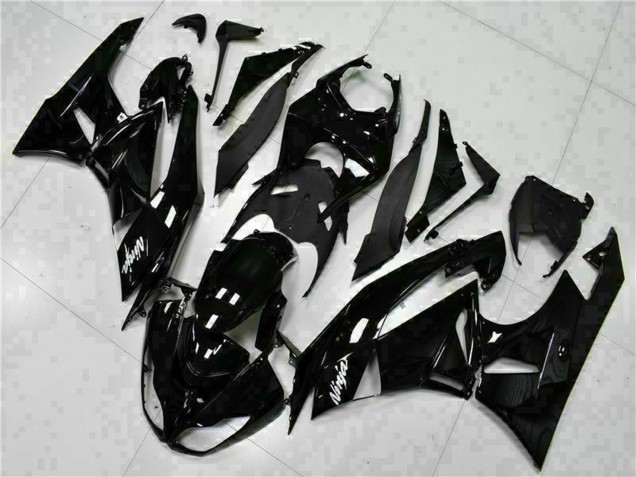 Preisgünstige Kawasaki ZX6R Motorrad Verkleidung 2009-2012 - Glanzendes Schwarz Weiss Ninja