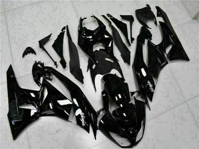 Preisgünstige Kawasaki ZX6R Motorrad Verkleidung 2009-2012 - Glanzendes Schwarz Weiss Ninja