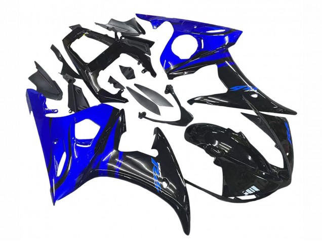 Preisgünstige Yamaha YZF R6S Motorrad Verkleidung 2006-2009 - Blau Glanzendes Schwarz