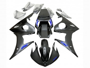 Preisgünstige Yamaha YZF R6 Motorrad Verkleidung 2003-2004 - Matt Schwarz Blau