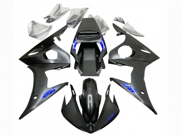 Preisgünstige Yamaha YZF R6 Motorrad Verkleidung 2003-2004 - Matt Schwarz Blau