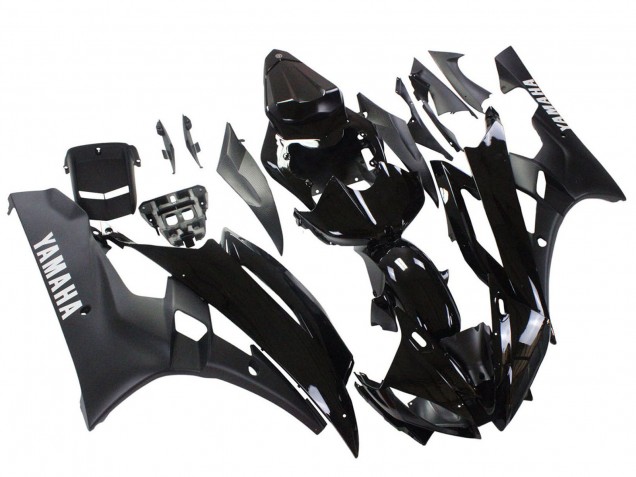 Preisgünstige Yamaha YZF 600 R6 Motorrad Verkleidung 2006-2007 - Glanzendes Schwarz Matt Schwarz