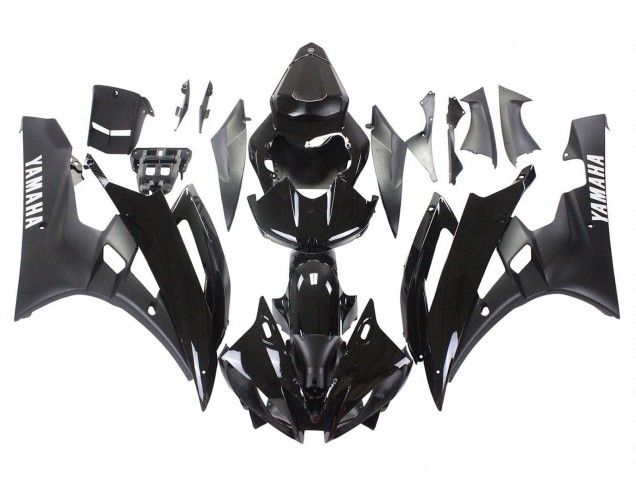 Preisgünstige Yamaha YZF 600 R6 Motorrad Verkleidung 2006-2007 - Glanzendes Schwarz Matt Schwarz