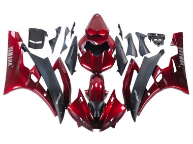 Preisgünstige Yamaha YZF 600 R6 Motorrad Verkleidung 2006-2007 - Rot Matt Schwarz