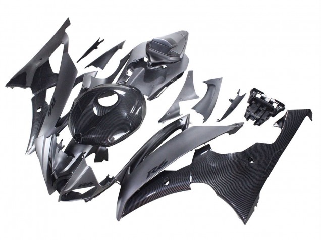 Preisgünstige Yamaha YZF 600 R6 Motorrad Verkleidung 2008-2016 - Grau Schwarz Carbonfaser Stil