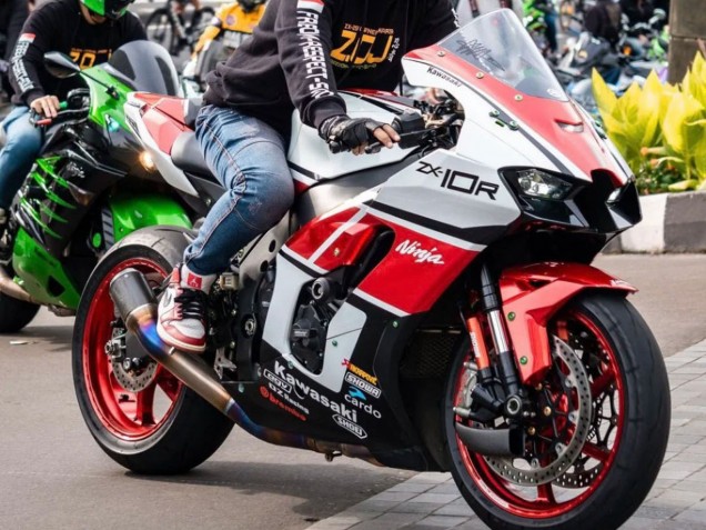 Preisgünstige Kawasaki ZX10R Motorrad Verkleidung 2021-2025 - Weiss Rot Schwarz