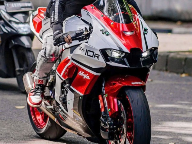 Preisgünstige Kawasaki ZX10R Motorrad Verkleidung 2021-2025 - Weiss Rot Schwarz
