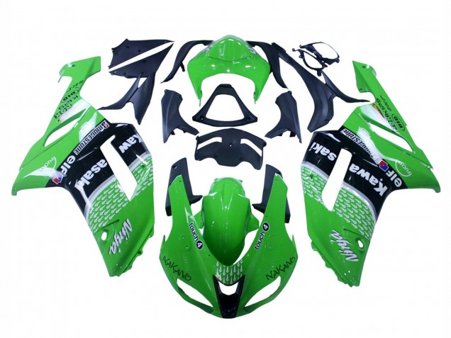 Preisgünstige Kawasaki ZX6R Motorrad Verkleidung 2007-2008 - Grun Schwarz Ninja