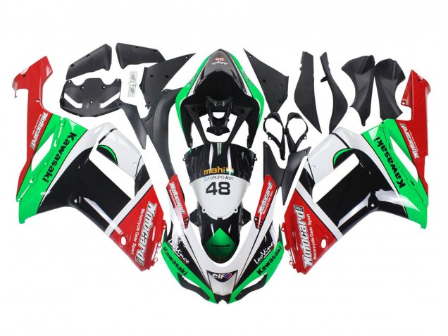 Preisgünstige Kawasaki ZX6R Motorrad Verkleidung 2007-2008 - Grun Rot