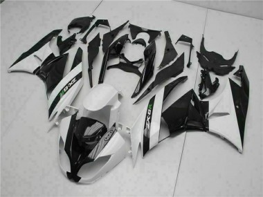 Preisgünstige Kawasaki ZX6R Motorrad Verkleidung 2009-2012 - Glanzendes Schwarz Weiss