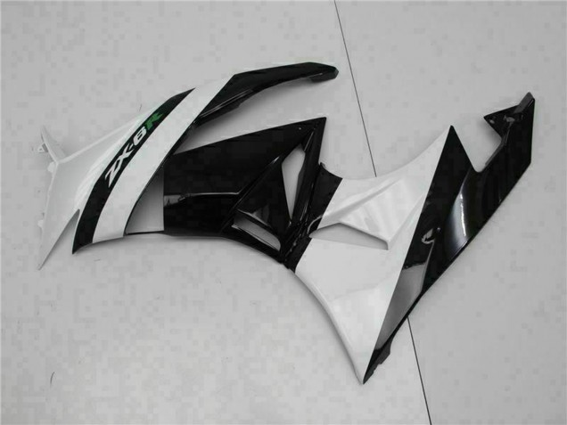 Preisgünstige Kawasaki ZX6R Motorrad Verkleidung 2009-2012 - Glanzendes Schwarz Weiss