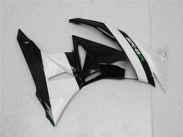 Preisgünstige Kawasaki ZX6R Motorrad Verkleidung 2009-2012 - Glanzendes Schwarz Weiss