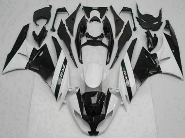 Preisgünstige Kawasaki ZX6R Motorrad Verkleidung 2009-2012 - Glanzendes Schwarz Weiss