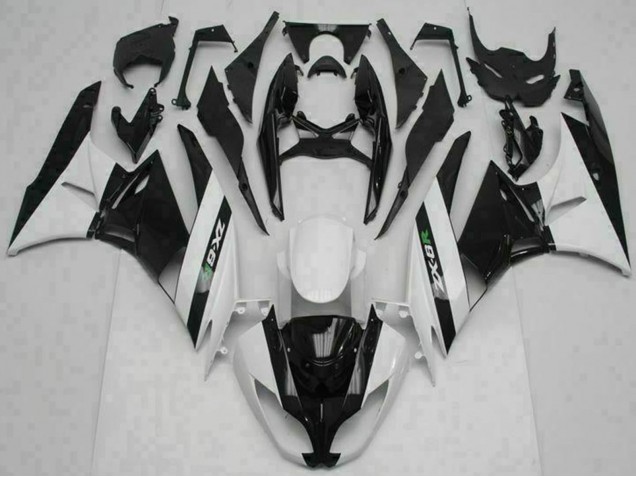 Preisgünstige Kawasaki ZX6R Motorrad Verkleidung 2009-2012 - Glanzendes Schwarz Weiss