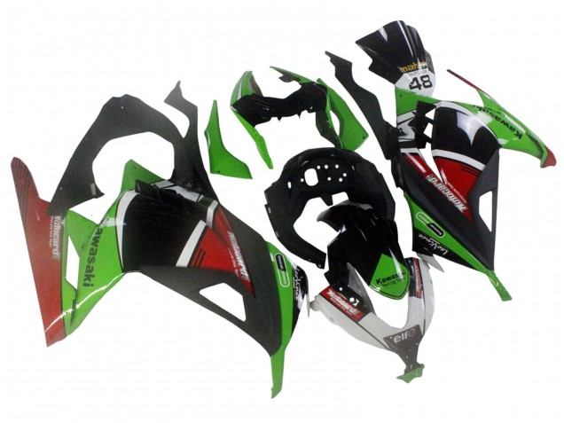 Preisgünstige Kawasaki EX300 Motorrad Verkleidung 2013-2024 - Grun Weiss Rot Schwarz Elf