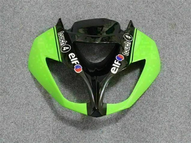 Preisgünstige Kawasaki ZX6R Motorrad Verkleidung 2009-2012 - Grun Glanzendes Schwarz Elf Touch4 Bridgestone