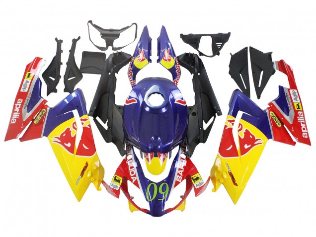 Preisgünstige Aprilia RS125 Motorrad Verkleidung 2006-2011 - Gelb Dunkel Blau Red Bull