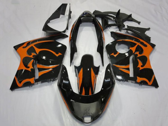 Preisgünstige Honda CBR1100XX Blackbird Motorrad Verkleidung 1996-2007 - Glanzendes Schwarz Orange Flamme
