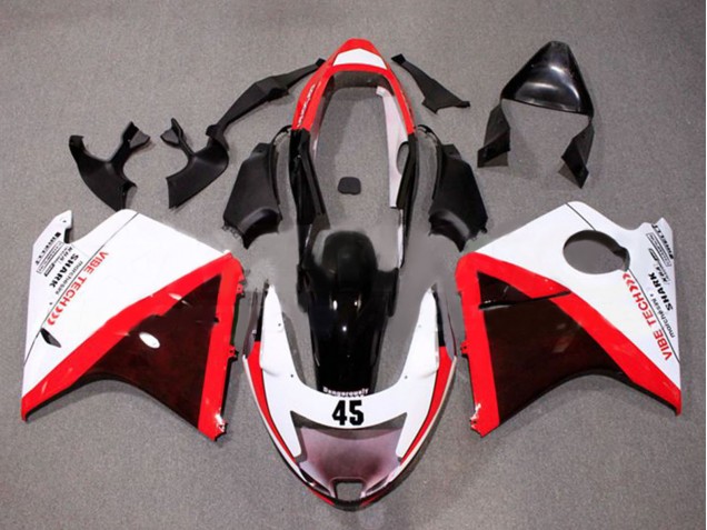 Preisgünstige Honda CBR1100XX Blackbird Motorrad Verkleidung 1996-2007 - Weiss Rot Glanzendes Schwarz