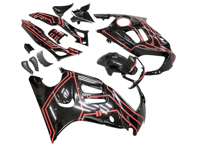 Preisgünstige Honda CBR600 F3 Motorrad Verkleidung Kit 1997-1998 - Rot Glanzendes Schwarz