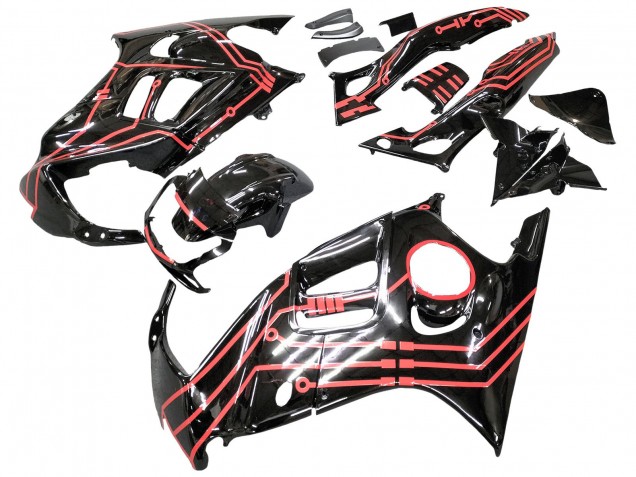 Preisgünstige Honda CBR600 F3 Motorrad Verkleidung Kit 1997-1998 - Rot Glanzendes Schwarz