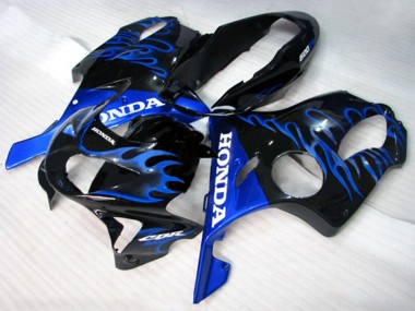 Preisgünstige Honda CBR600 F4 Motorrad Verkleidung 1999-2000 - Glanzendes Schwarz Blau Flamme