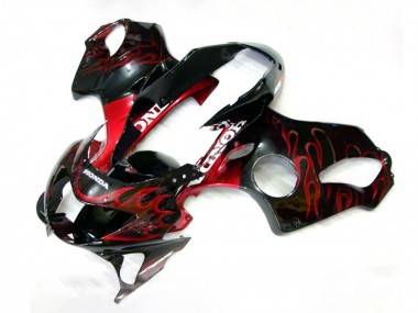 Preisgünstige Honda CBR600 F4 Motorrad Verkleidung 1999-2000 - Glanzendes Schwarz Rot Flamme