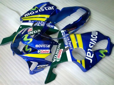 Preisgünstige Honda CBR600 F4 Motorrad Verkleidung 1999-2000 - Blau Gelb Grun MoviStar Castrol