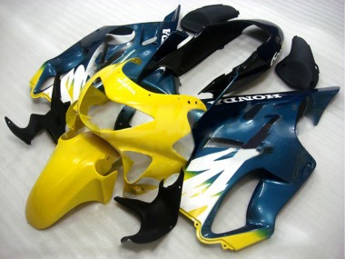 Preisgünstige Honda CBR600 F4 Motorrad Verkleidung 1999-2000 - Gelb Dunkel Blau Glanzendes Schwarz