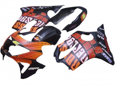 Preisgünstige Honda CBR600 F4 Motorrad Verkleidung 1999-2000 - Matt Schwarz Orange Rossi Repsol 46