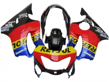 Preisgünstige Honda CBR600 F4 Motorrad Verkleidung 1999-2000 - Rot Gelb Blau Glanzendes Schwarz Repsol