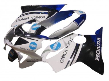 Preisgünstige Honda CBR600 F4 Motorrad Verkleidung 1999-2000 - Weiss Blau Glanzendes Schwarz Konica Minolta