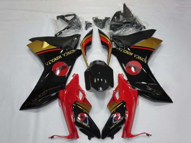 Preisgünstige Honda CBR600F Motorrad Verkleidung 2011-2013 - Rot Gold Glanzendes Schwarz Konica Minolta