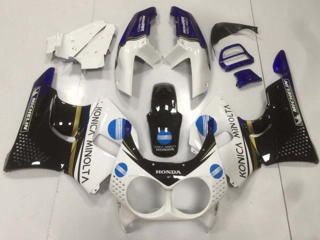Preisgünstige Honda CBR900RR 893 Motorrad Verkleidung 1992-1993 - Weiss Blau Glanzendes Schwarz Konica Minolta