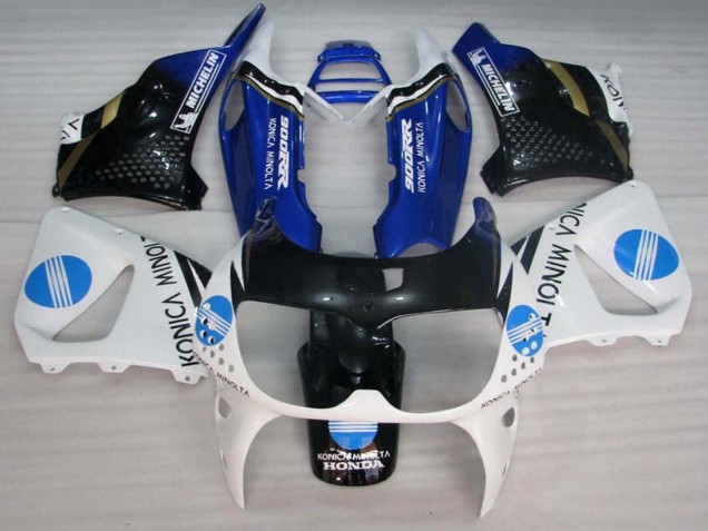 Preisgünstige Honda CBR900RR 893 Motorrad Verkleidung 1994-1995 - Weiss Blau Glanzendes Schwarz Konica Minolta