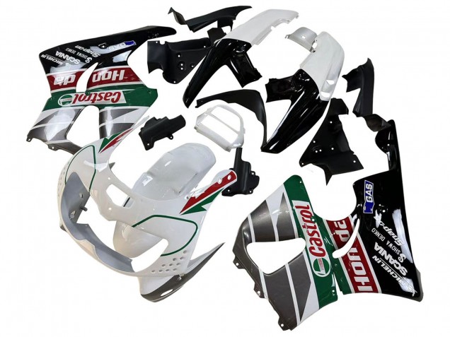 Preisgünstige Honda CBR900RR 893 Motorrad Verkleidung 1996-1997 - Weiss Grun Grau Glanzendes Schwarz Castrol