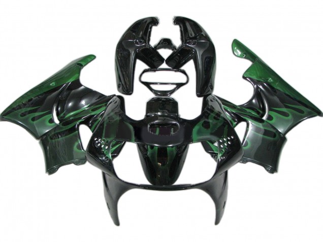 Preisgünstige Honda CBR900RR 919 Motorrad Verkleidung 1998-1999 - Glanzendes Schwarz Grun Flamme