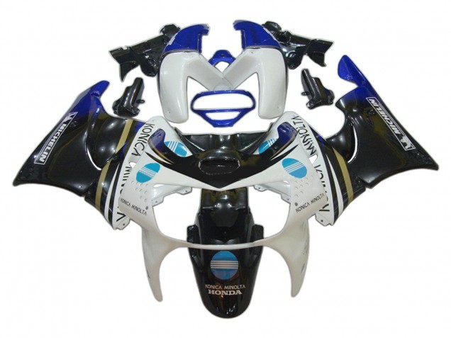 Preisgünstige Honda CBR900RR 919 Motorrad Verkleidung 1998-1999 - Weiss Blau Glanzendes Schwarz Konica Minolta