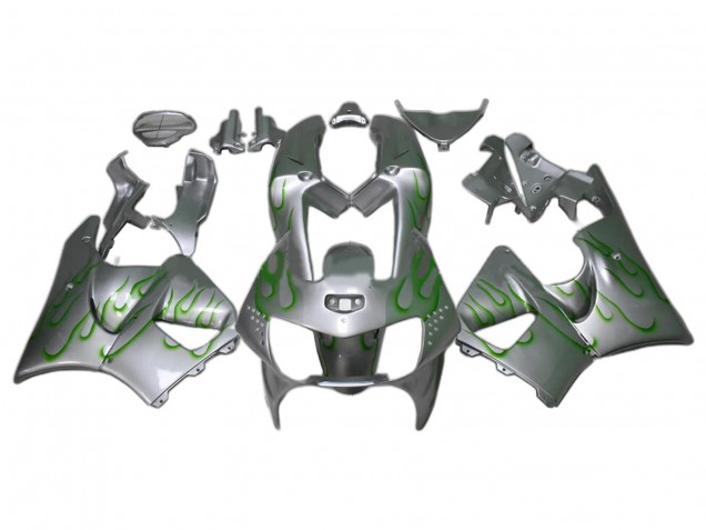 Preisgünstige Honda CBR900RR 919 Motorrad Verkleidung 1998-1999 - Silber Grun Flamme