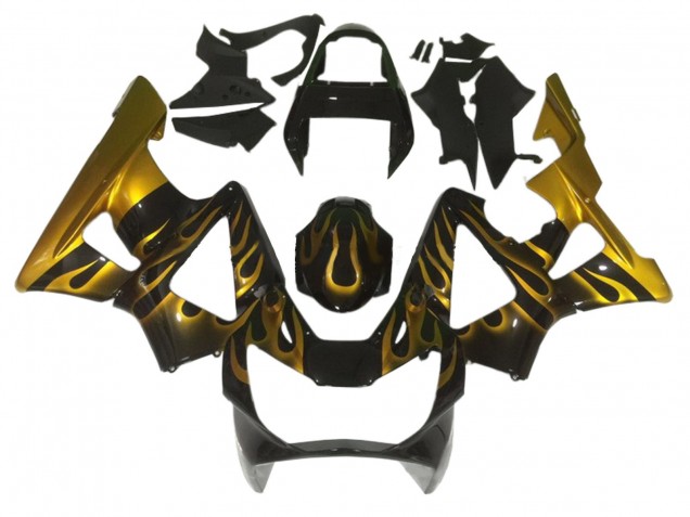 Preisgünstige Honda CBR900RR 929 Motorrad Verkleidung 2000-2001 - Glanzendes Schwarz Gold Flamme
