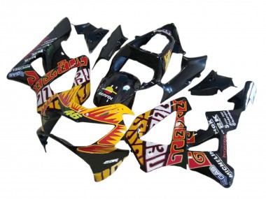 Preisgünstige Honda CBR900RR 929 Motorrad Verkleidung 2000-2001 - Glanzendes Schwarz Orange Repsol Rossi